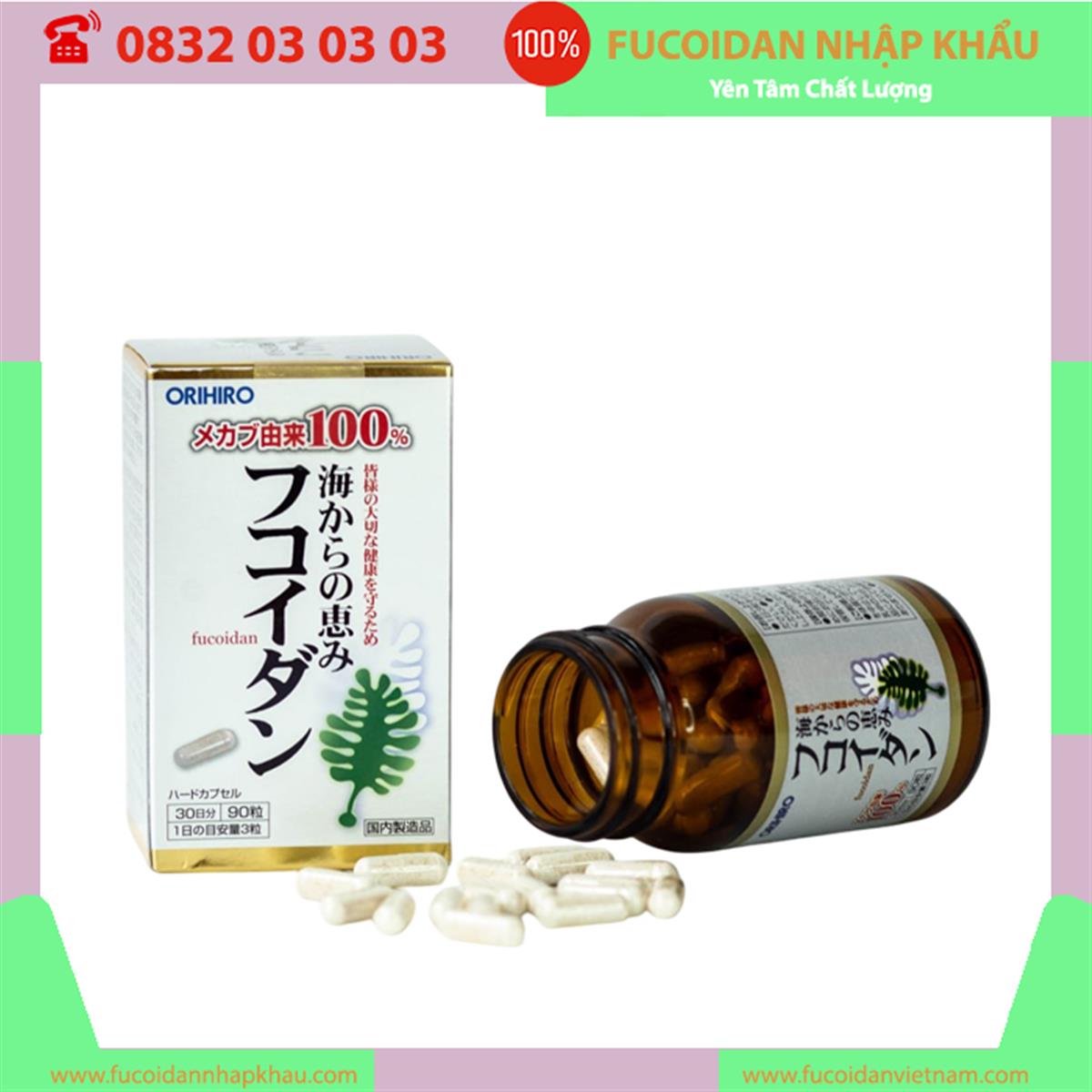 Viên uống tảo nâu Orihiro Fucoidan Nhật Bản. Hộp 90 viên